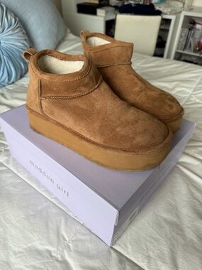 Madden Girl Chestnut Suede Platform Ankle Booties